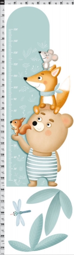 Nálepky na stenu meter lesné zvieratká tyrkysový